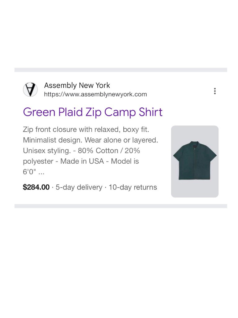 Assembly Ny - Mens Medium Green Plaid Zip Camp Shirt - New W/ Tags — image 8 of 8
